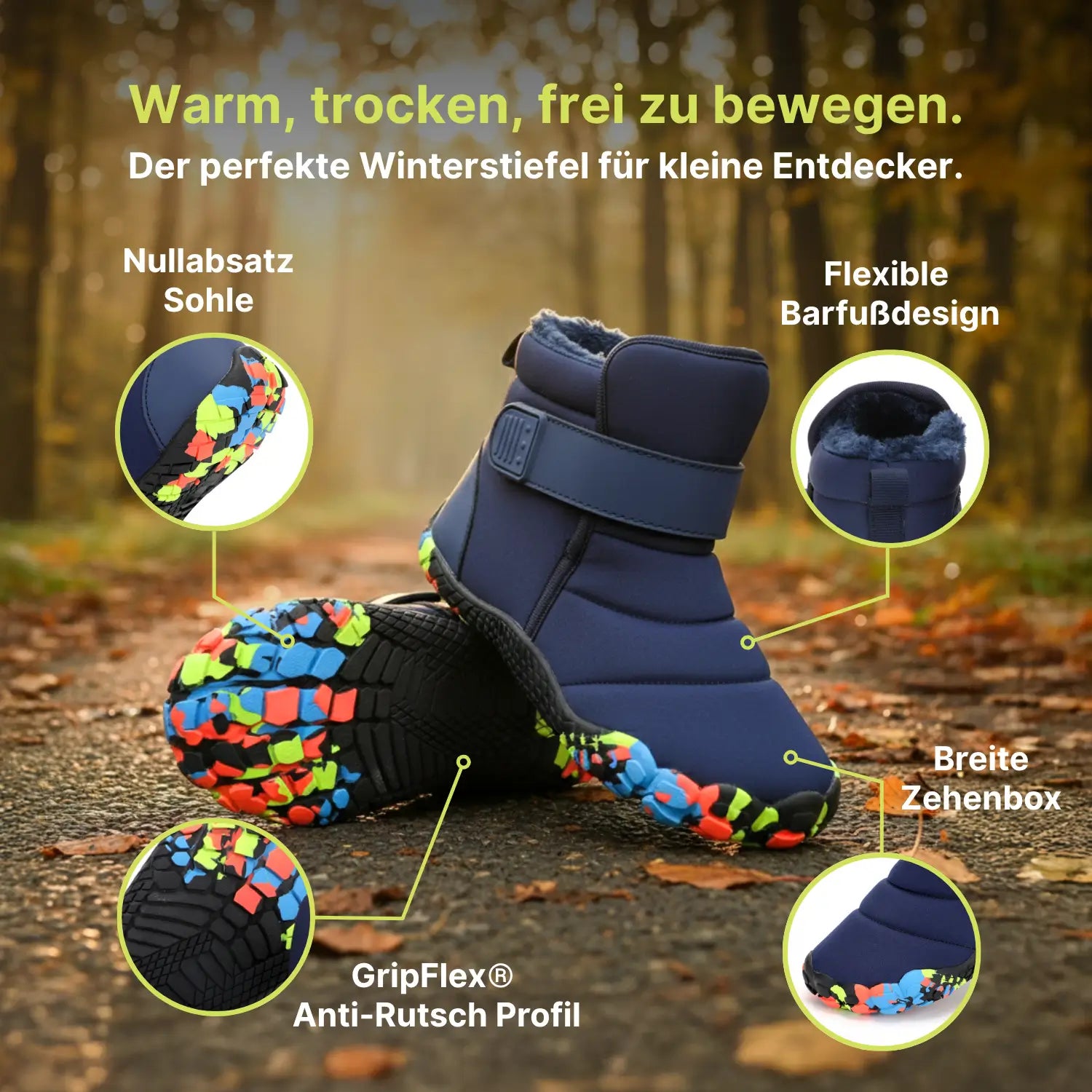 Familien-Paket – 99,7 % wasserdicht & schneefest. Winter‑Barfußschuhe + Winterfeste, isolierte High-Top-Barfußschuhe für Kinder