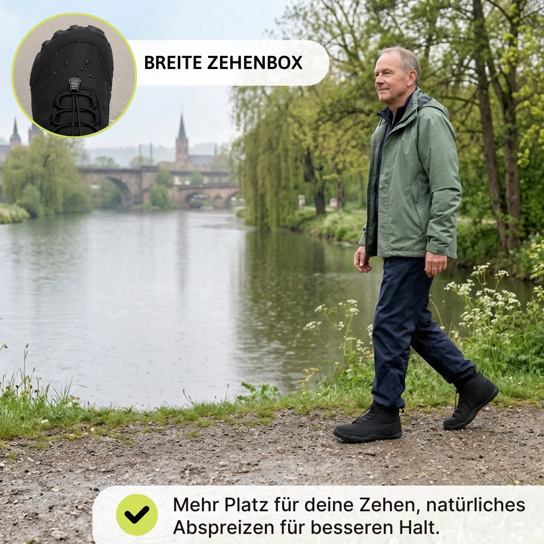 Polaris HydroTex™ – 99,7 % wasserdicht & rutschfest. Allwetter‑Barfußstiefel (Unisex)