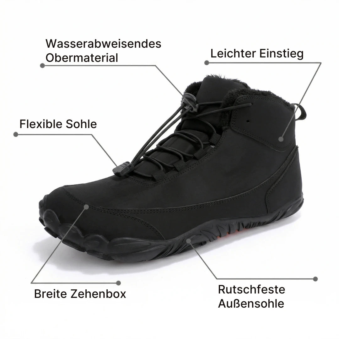 Polaris HydroTex™ – 99,7 % wasserdicht & rutschfest. Allwetter‑Barfußstiefel (Unisex)