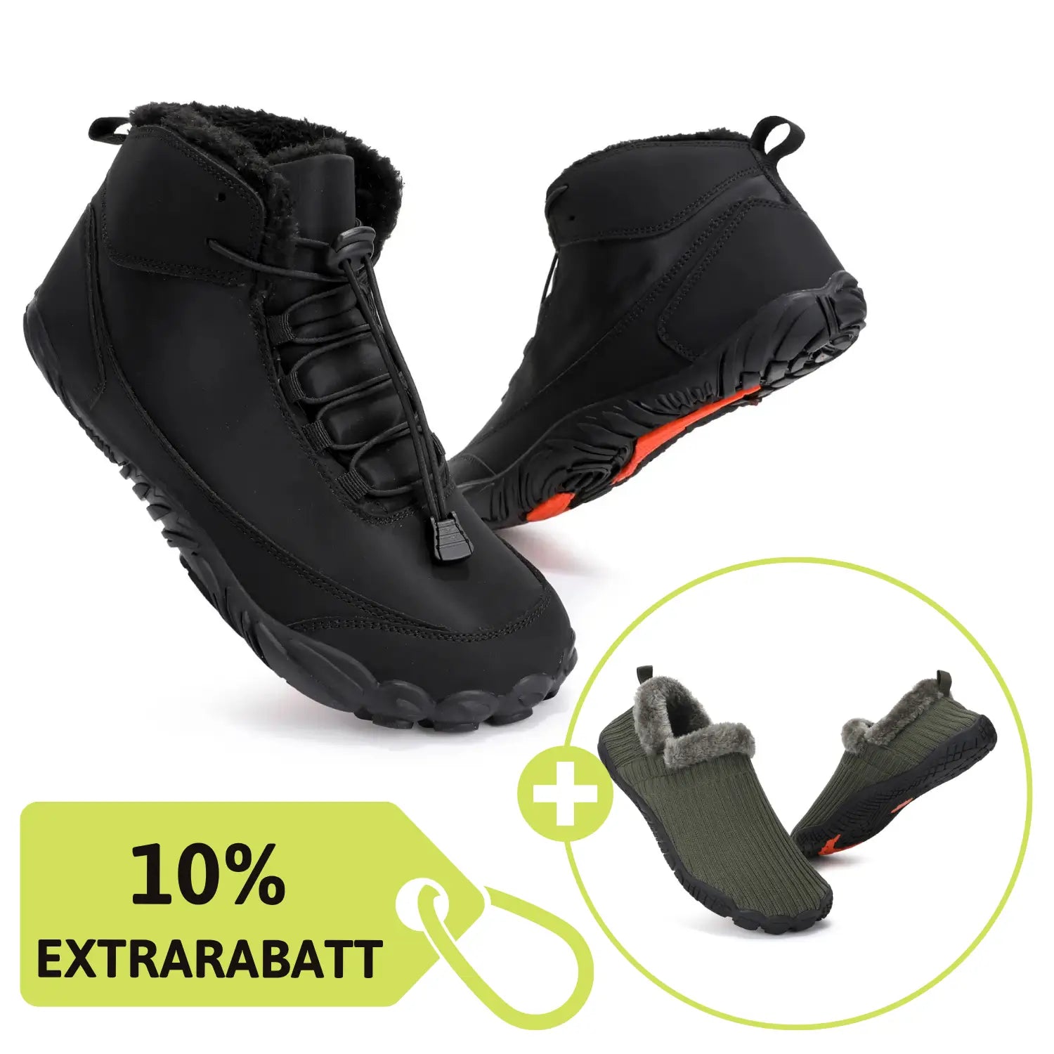 Polaris HydroTex™ & Hommies™ – 99,7 % wasserdicht & schneefest. Winter‑Barfußschuhe + Warme Barfuß-Hausschuhe mit Fleecefutter