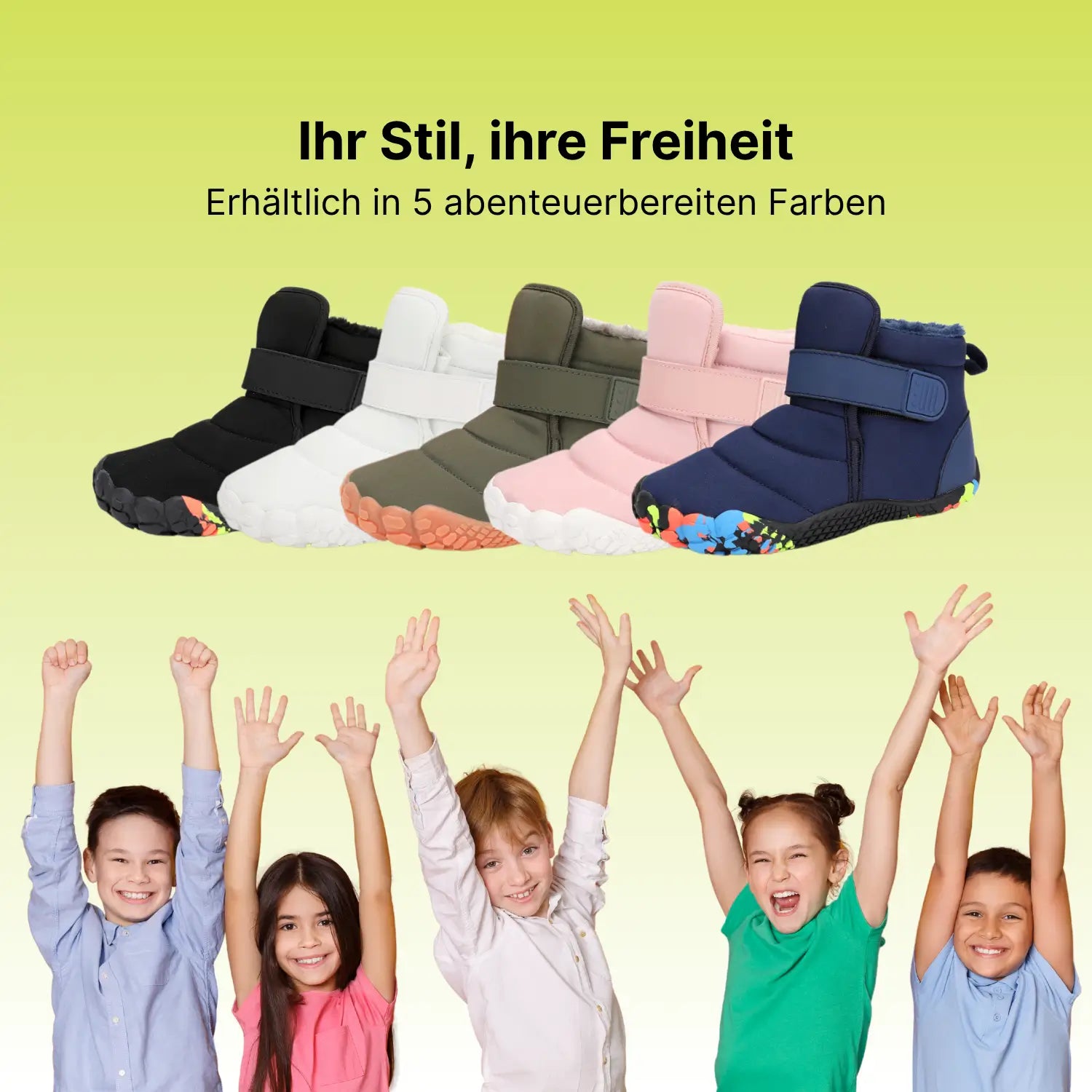 Familien-Paket – 99,7 % wasserdicht & schneefest. Winter‑Barfußschuhe + Winterfeste, isolierte High-Top-Barfußschuhe für Kinder