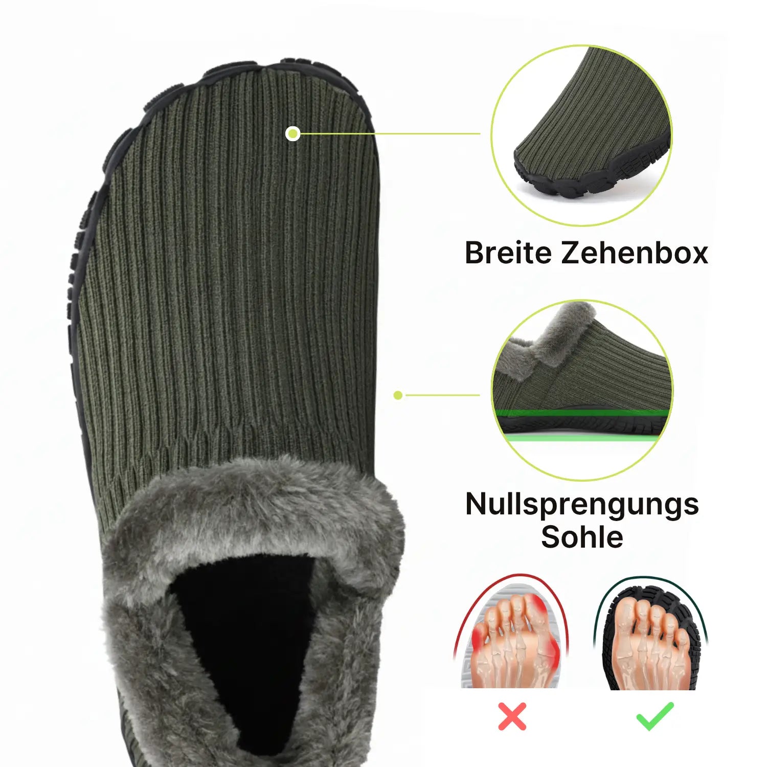 Hommies™ – Warme Barfuß-Hausschuhe mit Fleecefutter und rutschfester Sohle