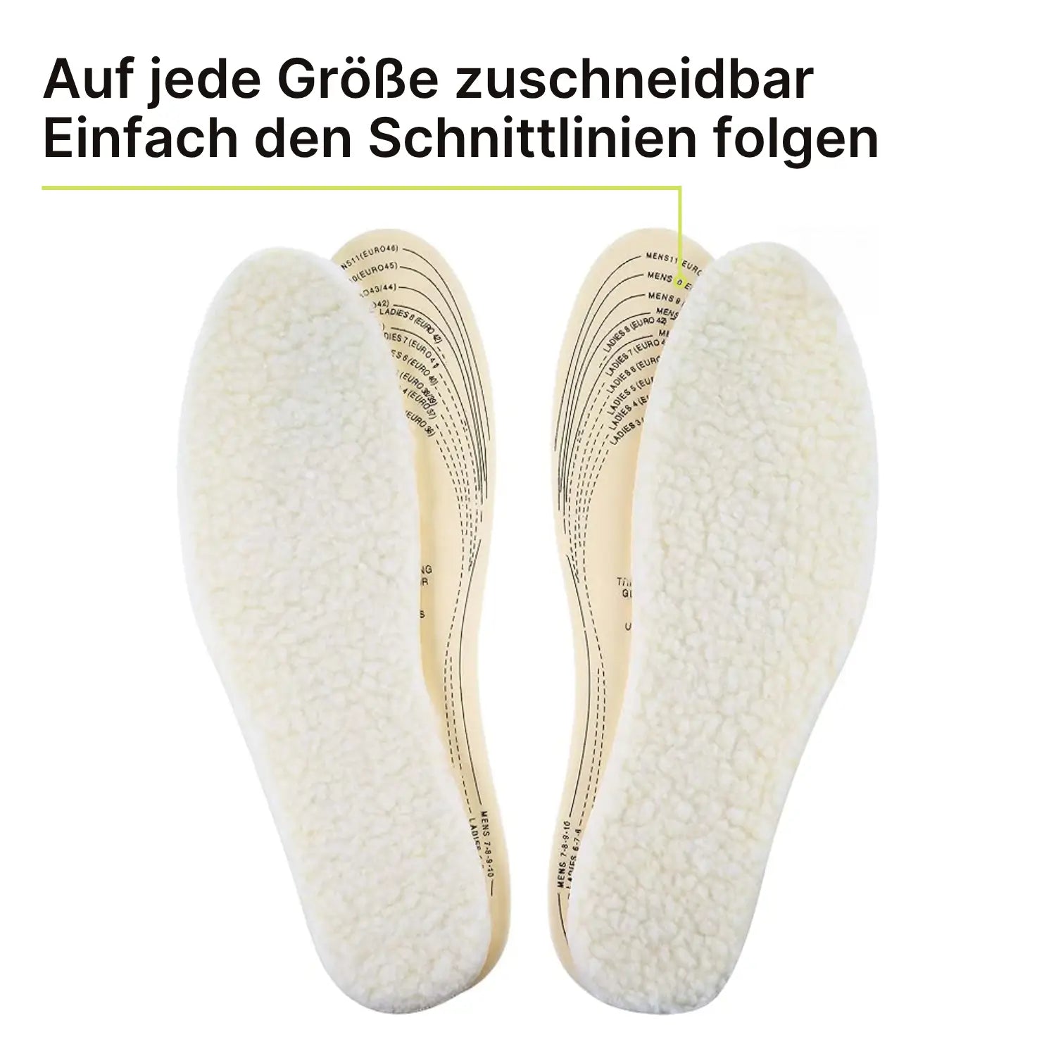 Kuschelige Winter-Fleece-Einlegesohlen – Hält die Füße warm und bequem (Eine Größe – Zuschneidbar)