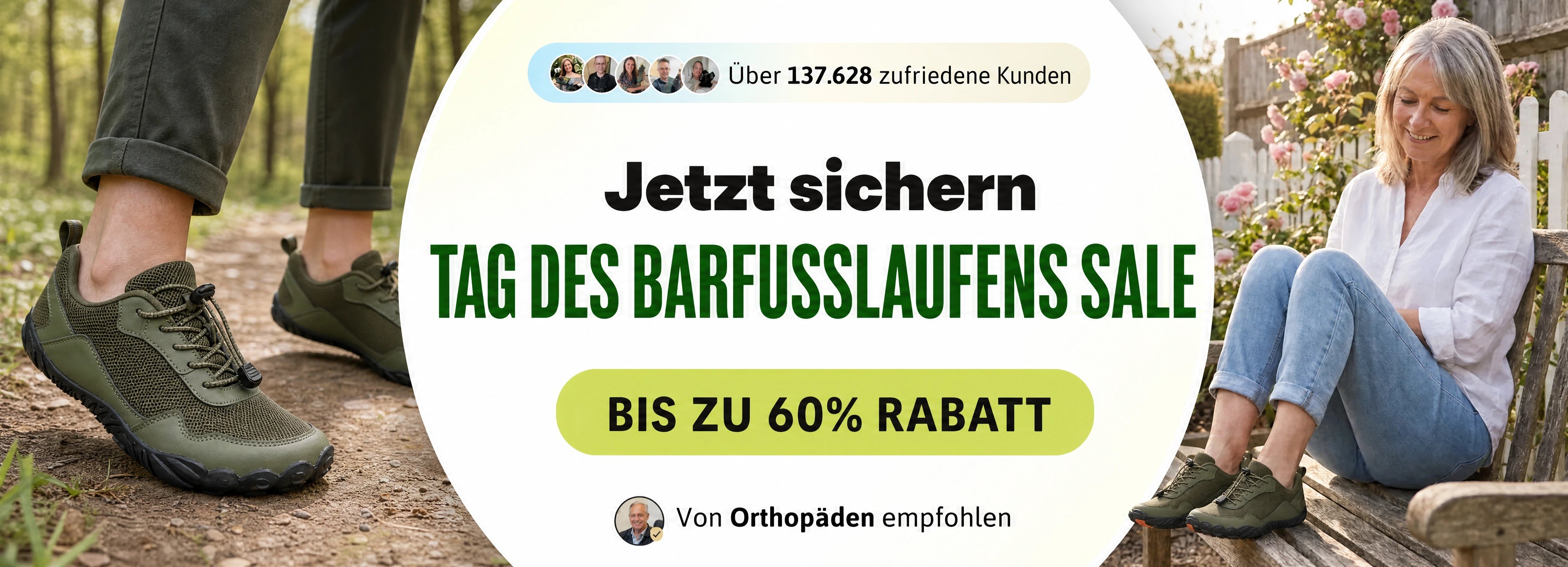Feldluft Tag des Barfusslaufens Sale Bestseller Desktop Banner